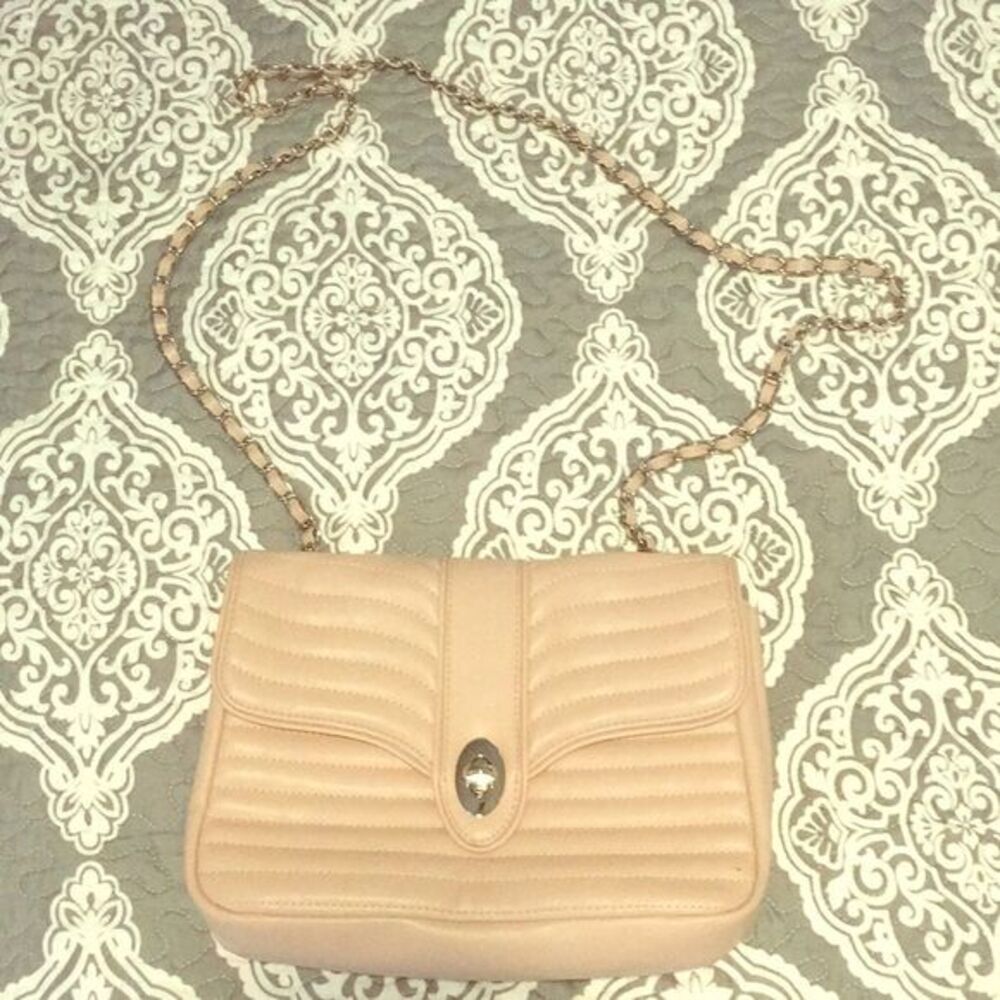 Express Braided Chain Medium Crossbody Purse Bag Baby pink Silver